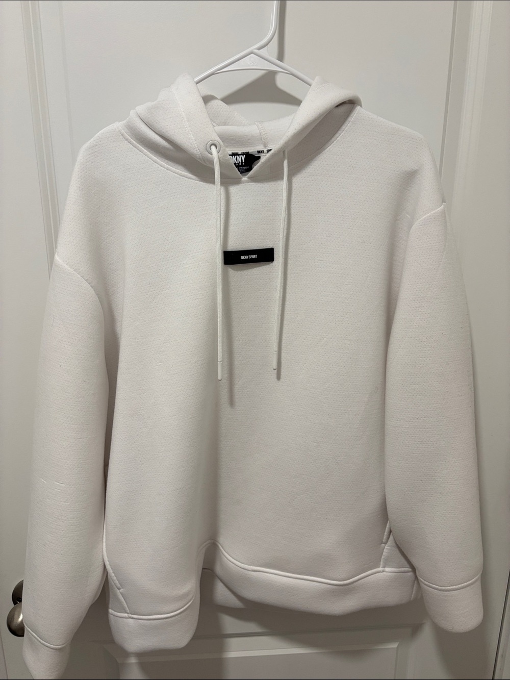 Dkny White Men’s Pullover Hoodie with Subtle Logo